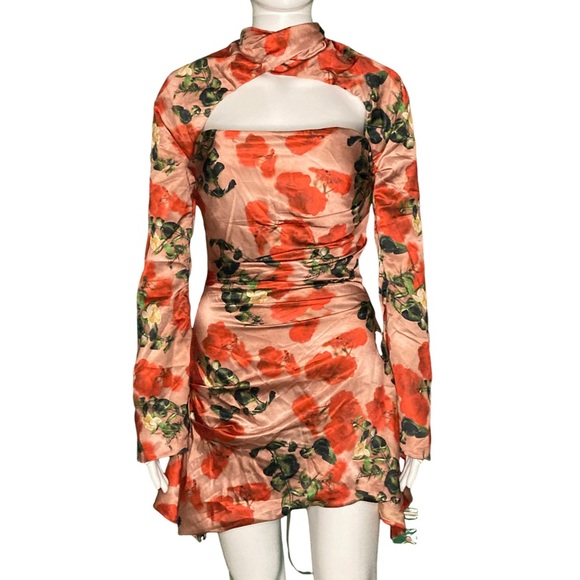 NWT House of CB Toira Draped Corset Rose Print Dress - Sz S - Picture 3 of 8